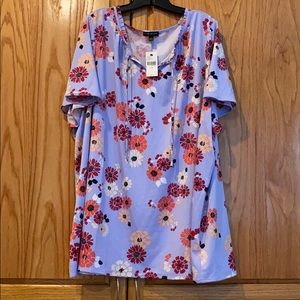 Purple floral top plus blouse career casual NWT